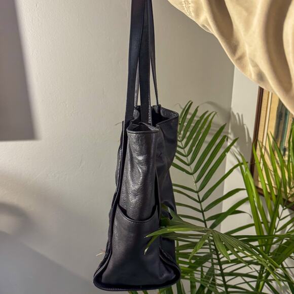 Lucky Brand Black Leather Chevron Haircalf Tote Bag Shoulder Bag - Picture 3 of 8